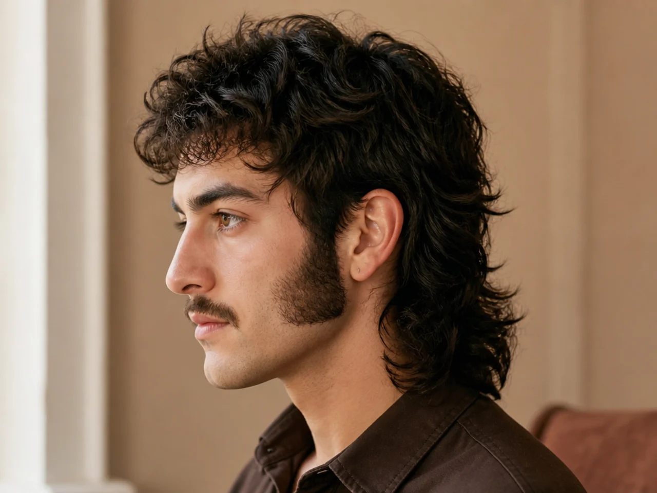 A mullet worn with full length sideburns