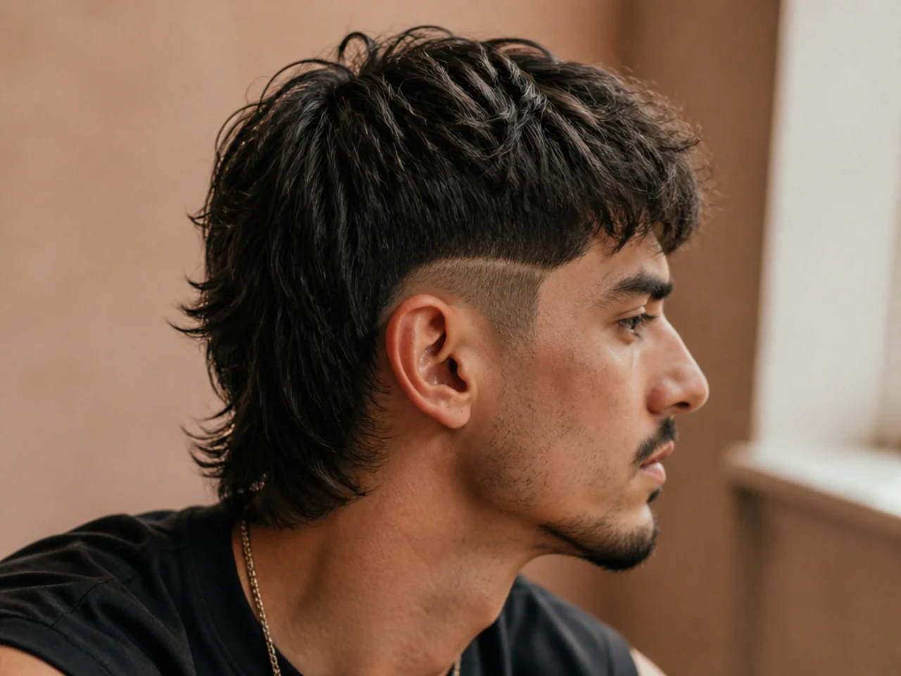 A disconnected mullet with a hard step at the side