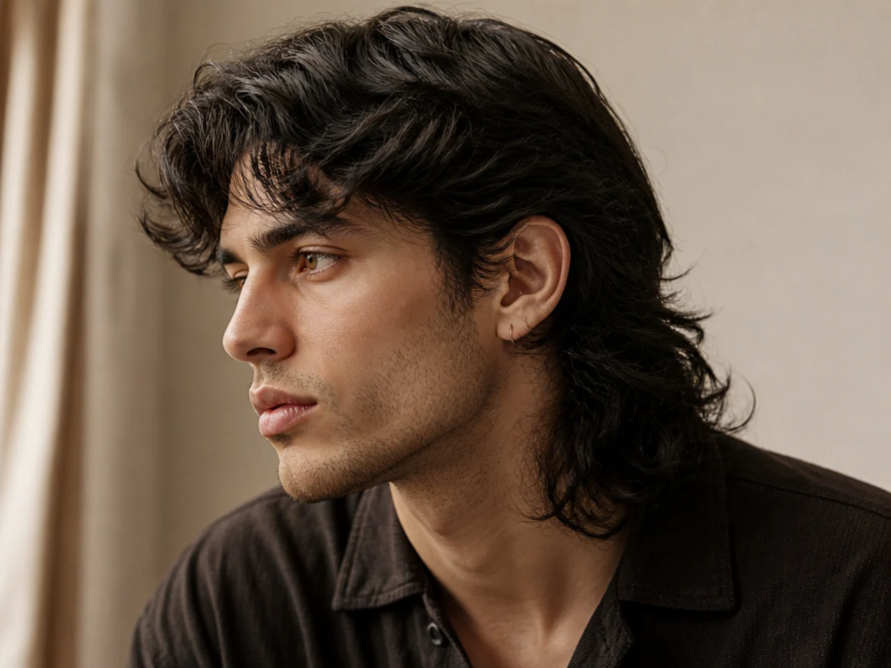 A comma hair fringe worn with a mullet