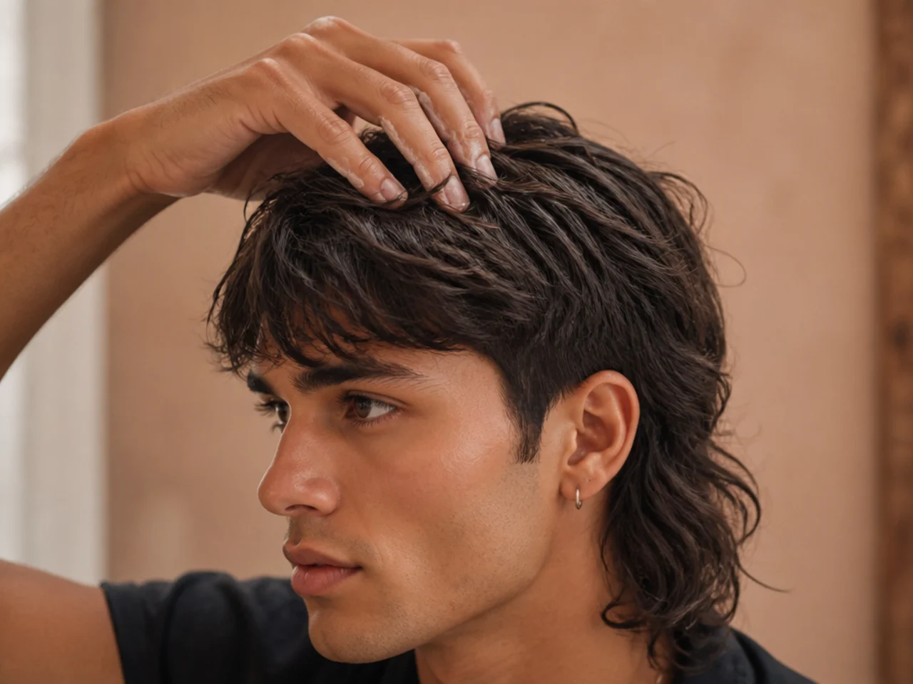 Matte clay being worked through the top of a mullet