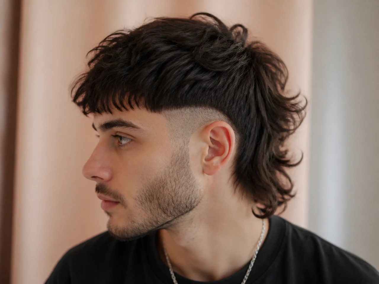 A disconnected mens mullet with a hard step