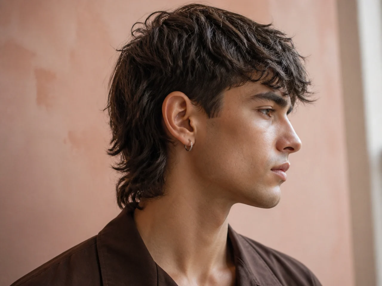A blended mens mullet with no visible step