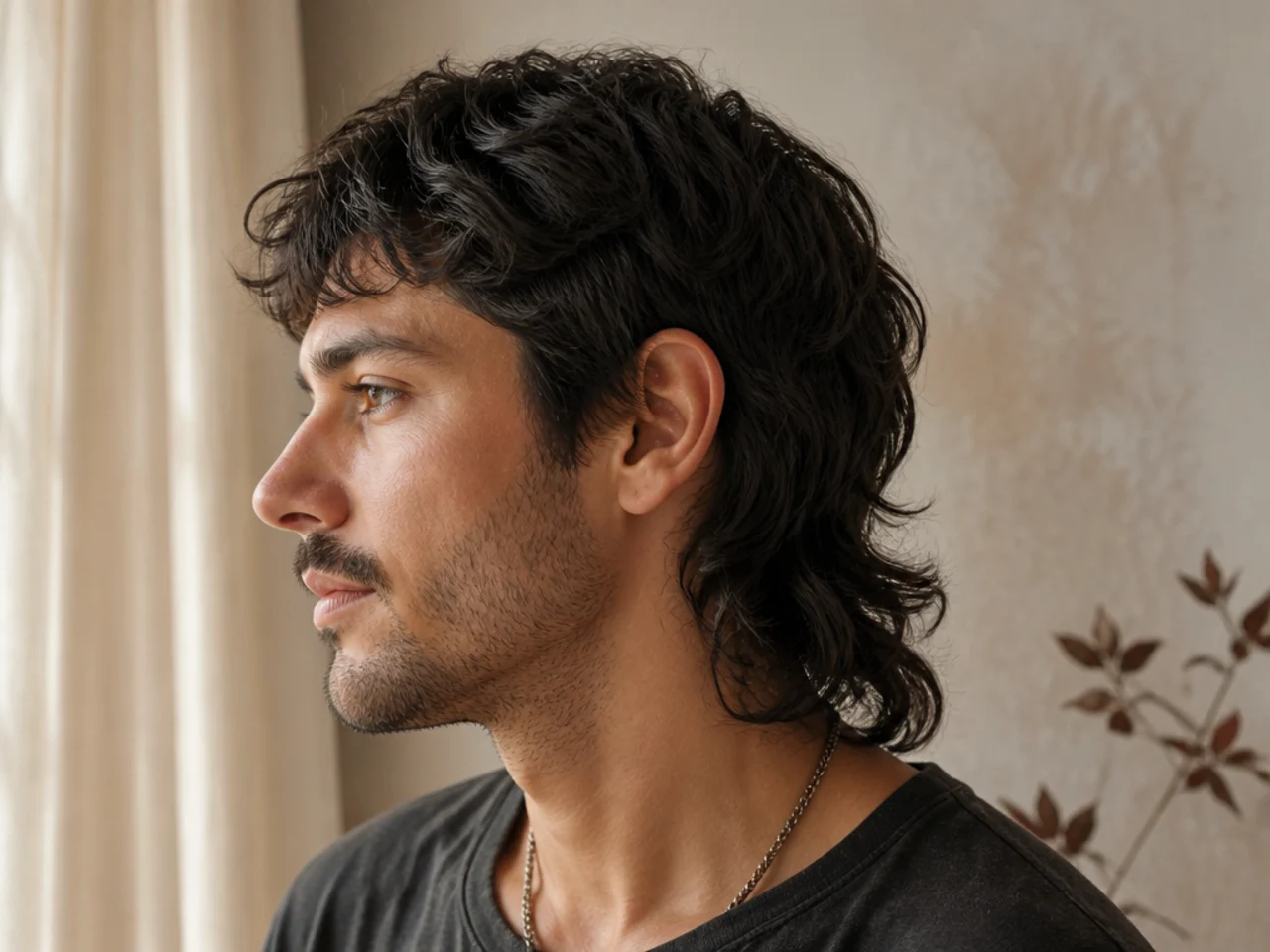 A grown out mens mullet at week eight
