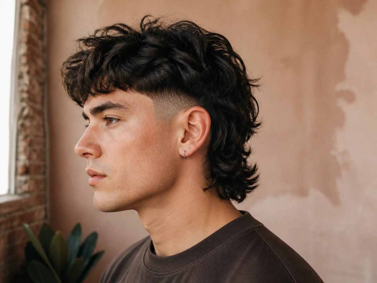 A mens mullet with a low fade above the ear
