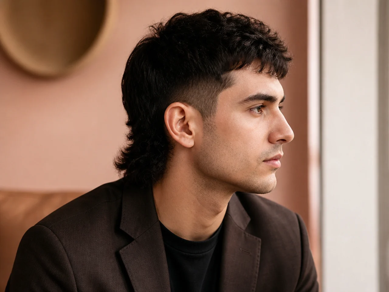 A business mullet with tapered sides and a collar length tail