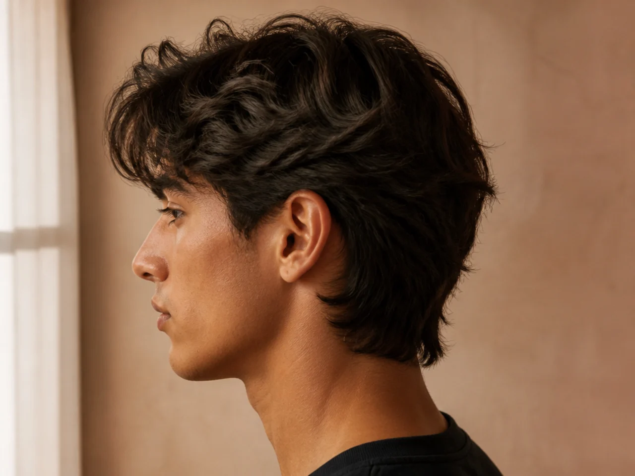 Side view showing the length step at the back of the head