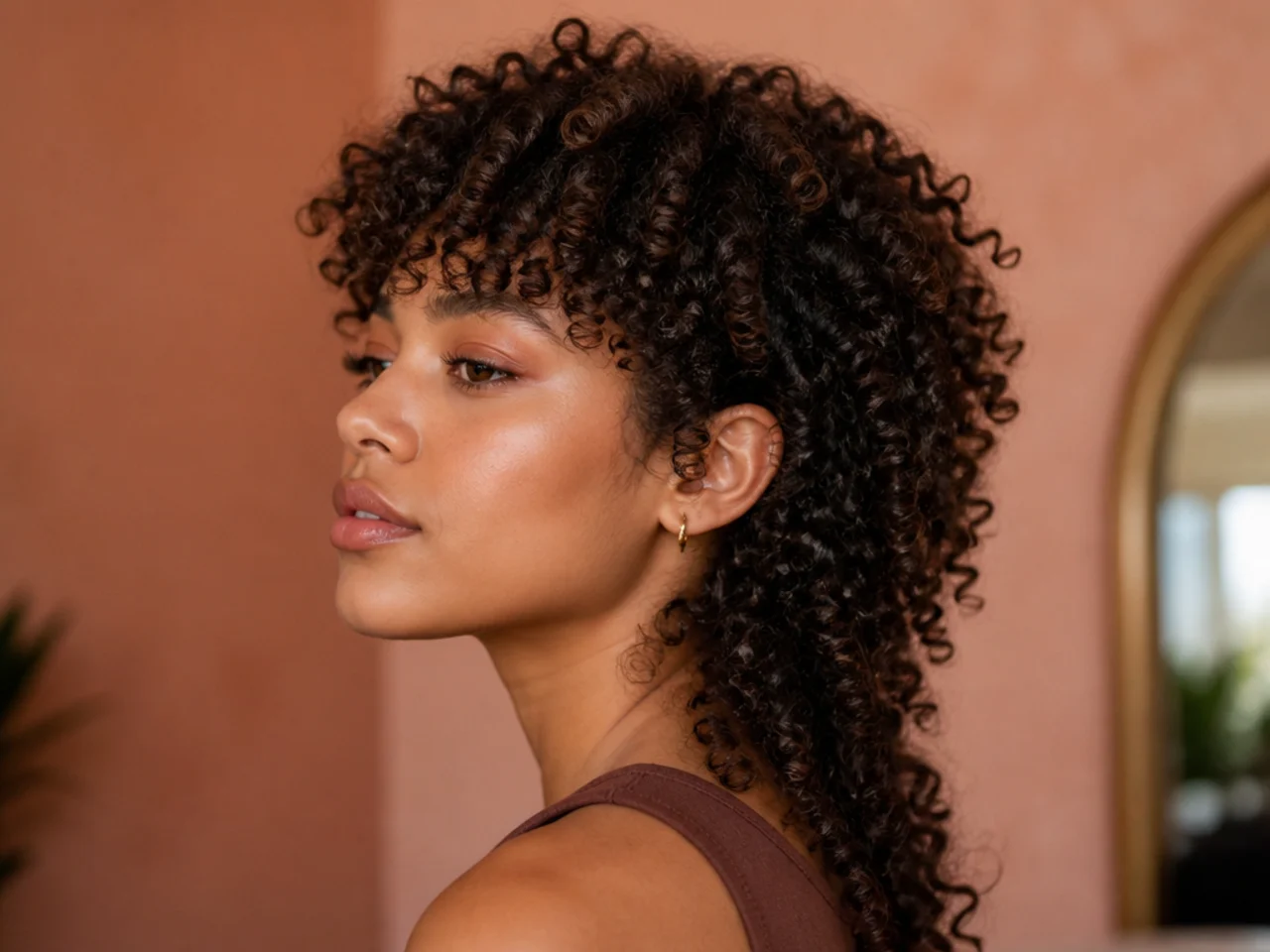 A coily womens mullet shaped dry