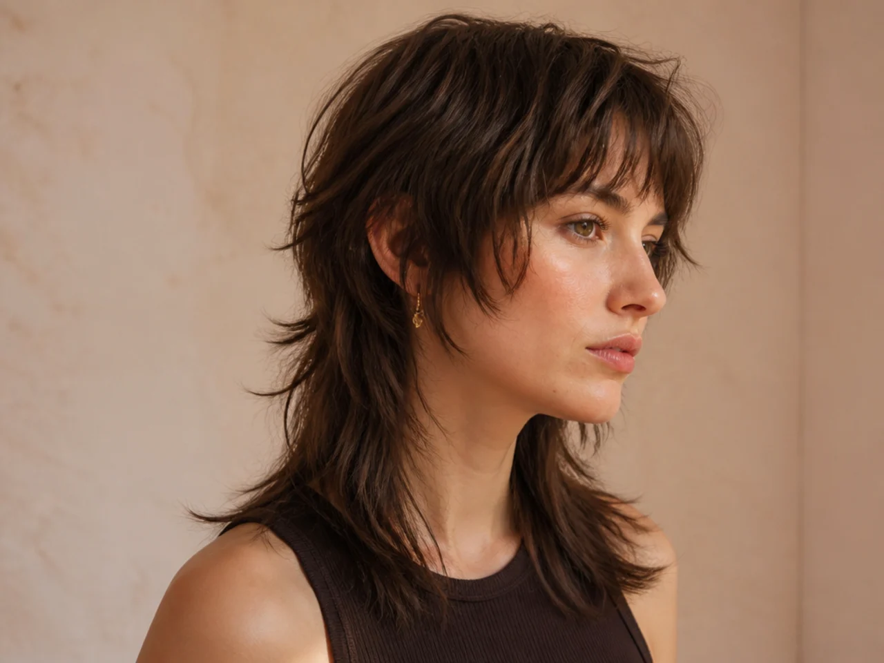 A blended womens mullet with no visible step