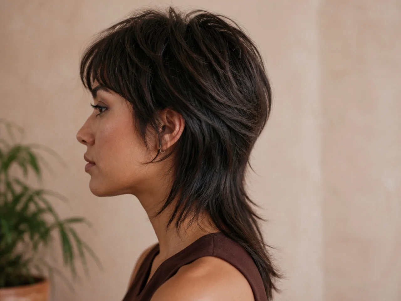 A mullet sectioned into front and back at the ear line