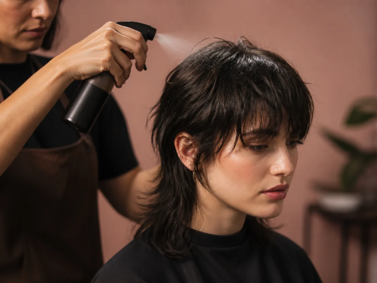 A mullet being refreshed with a water spray at the roots