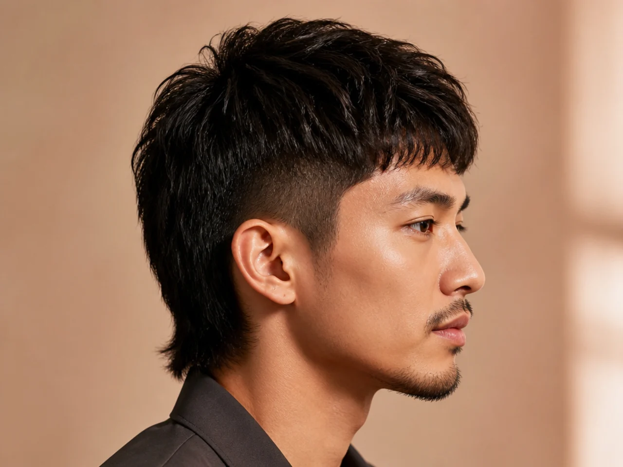 Two-block short mullet with disconnected sides and longer nape