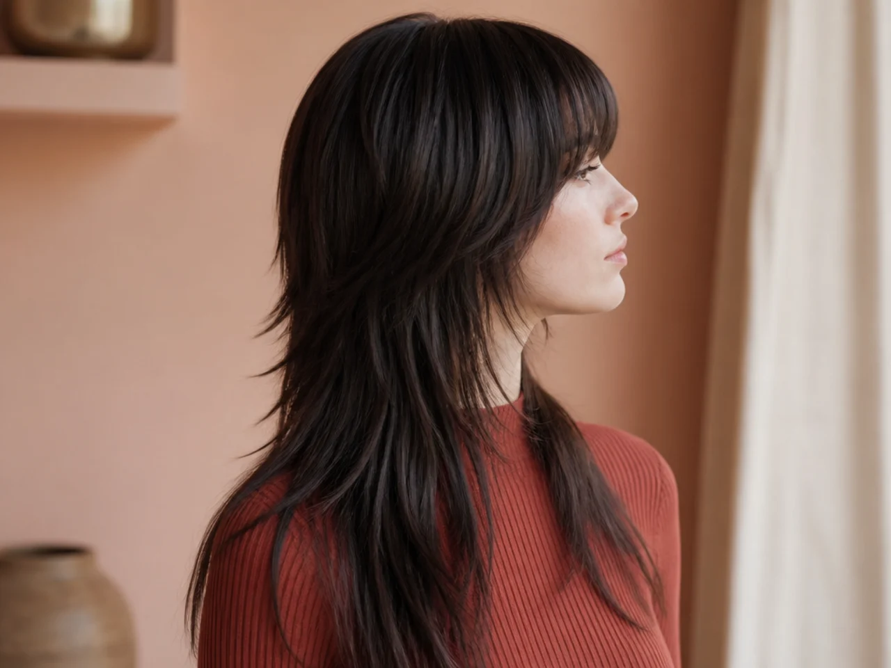 A shaggy long mullet with a smooth surface and visibly reduced bulk underneath