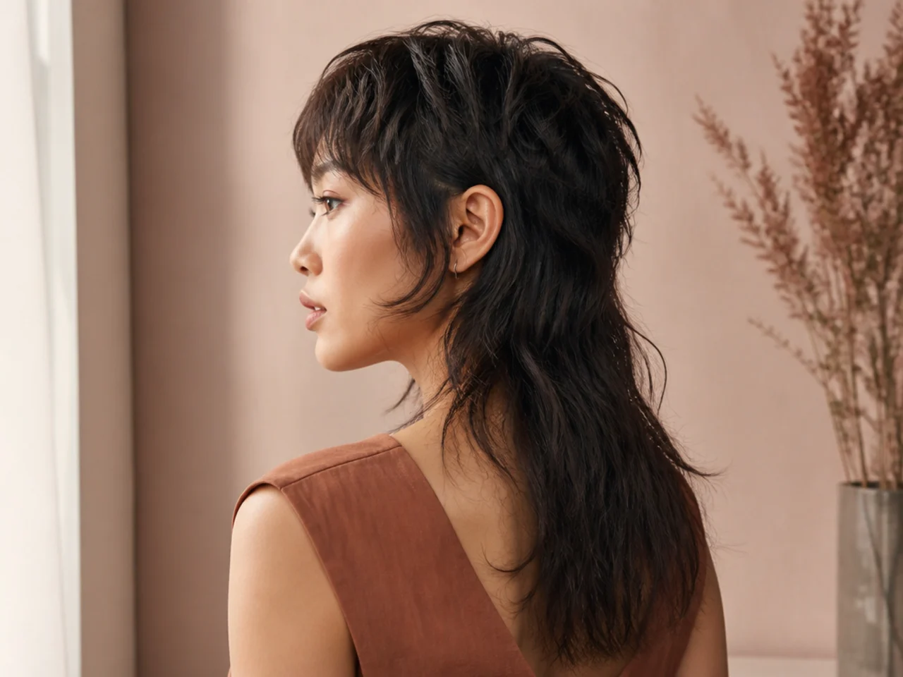 A short cropped crown section sitting clearly above long back lengths