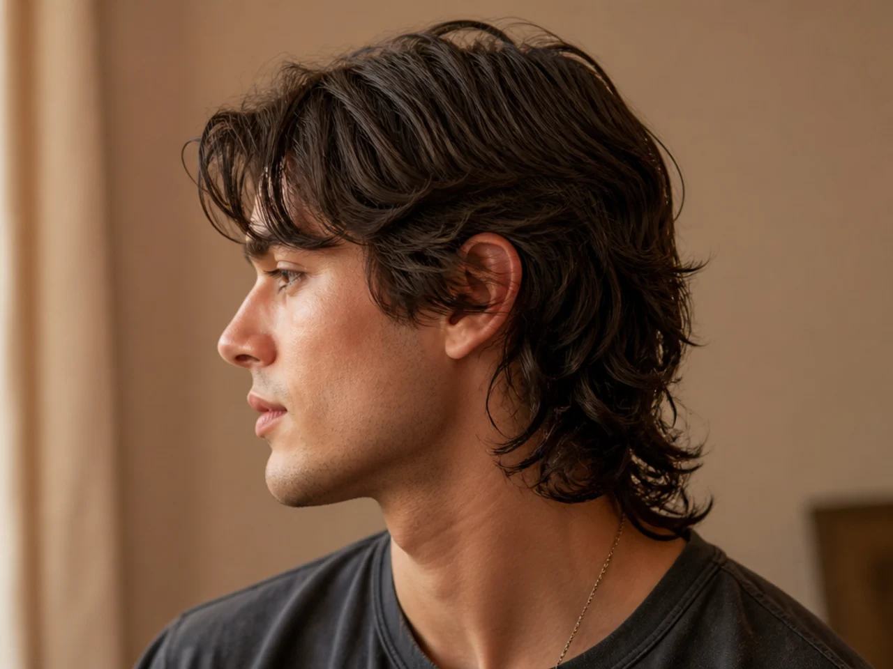 A mens mullet grown out at week eight