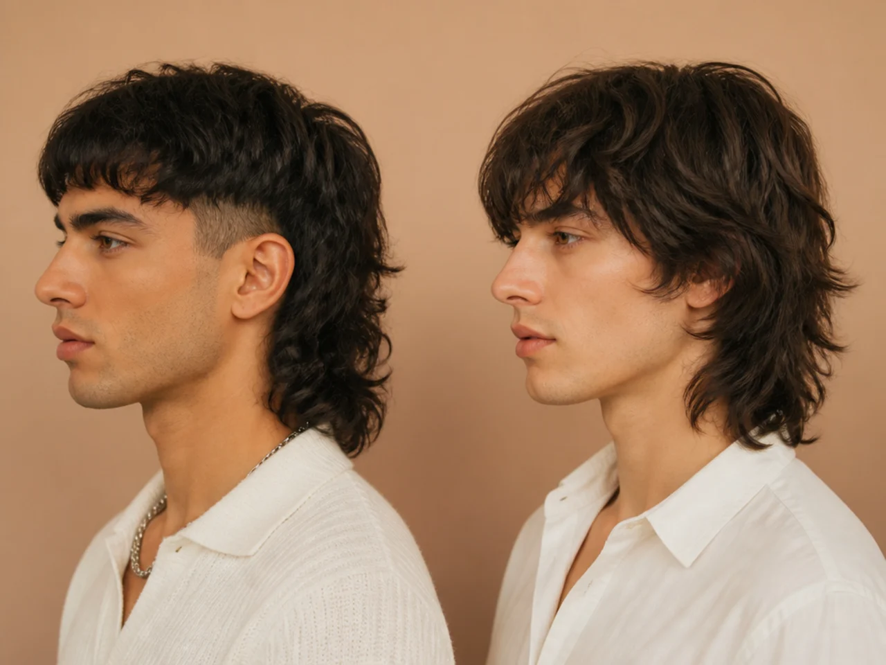 A mullet and a shag compared from the side