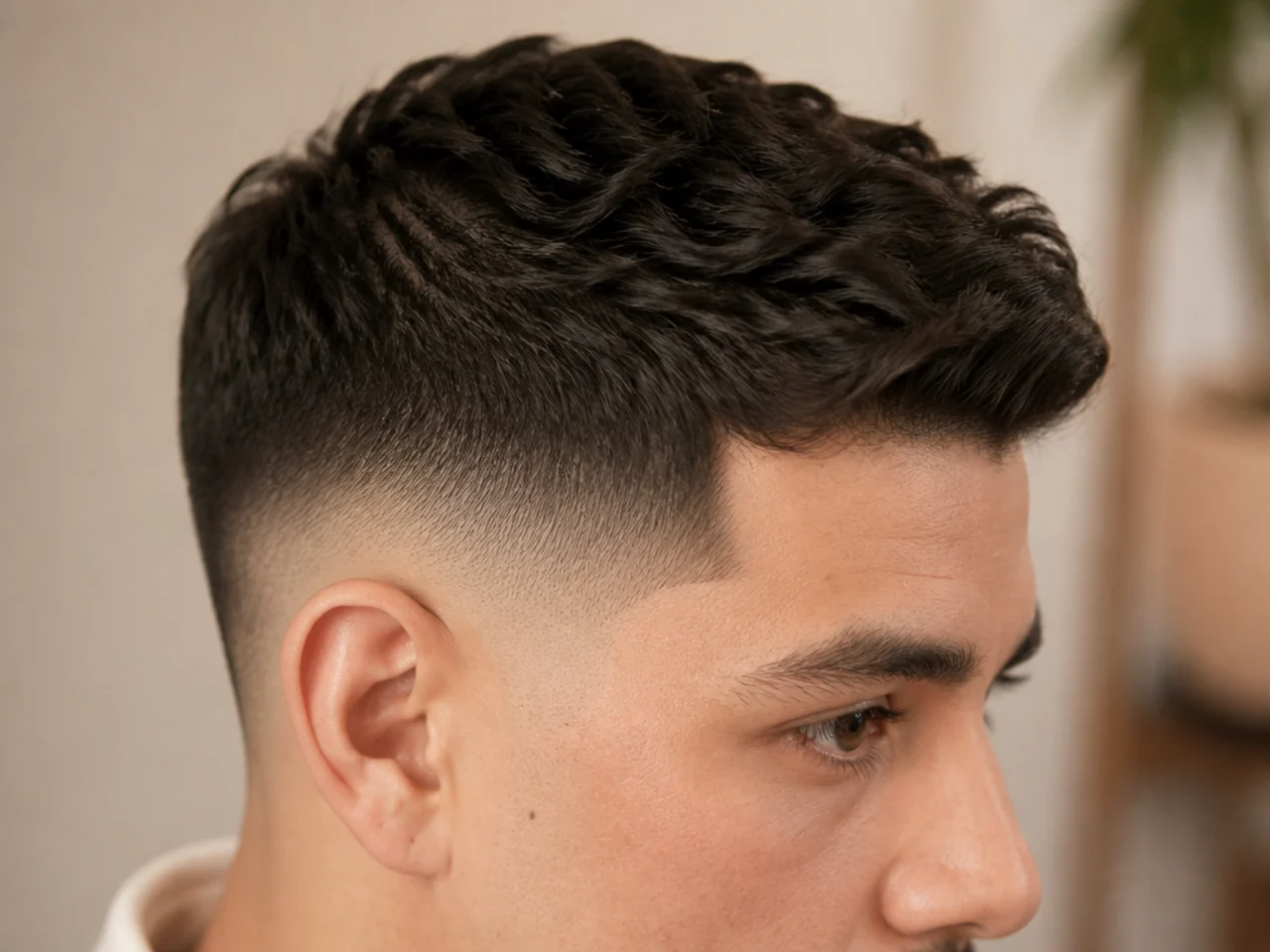 Close up of a clean faded side with no product and a sharp gradient