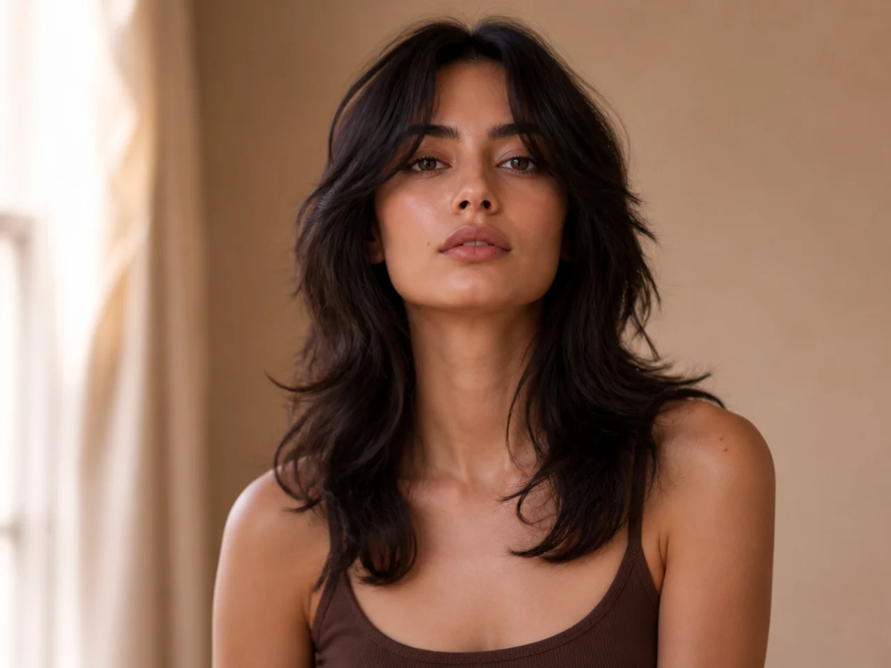 A middle part mullet with width through the mid lengths