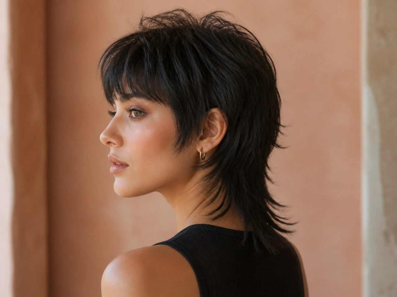 A mullet with a tapered nape beneath the length