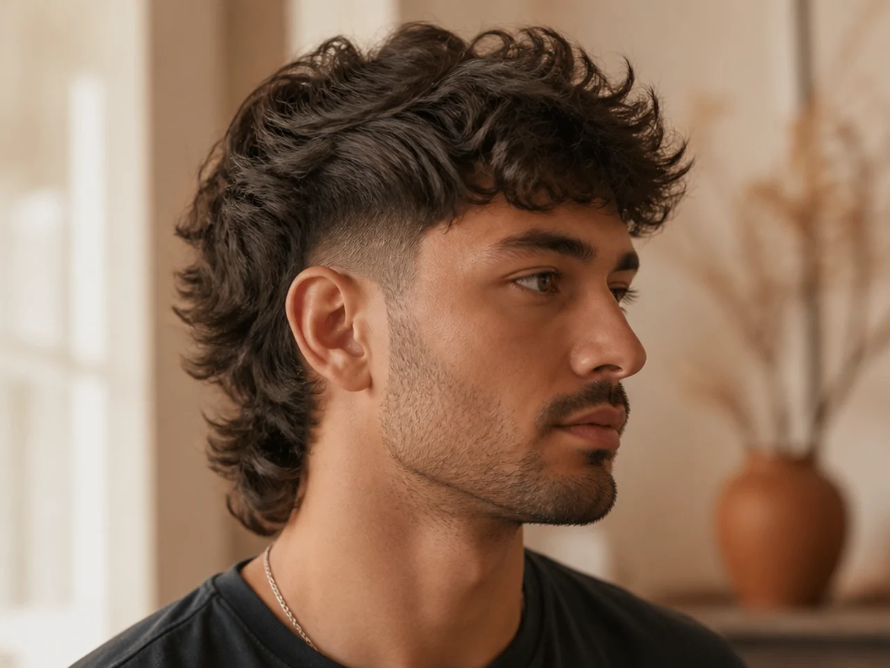 A wavy mullet with a faded side