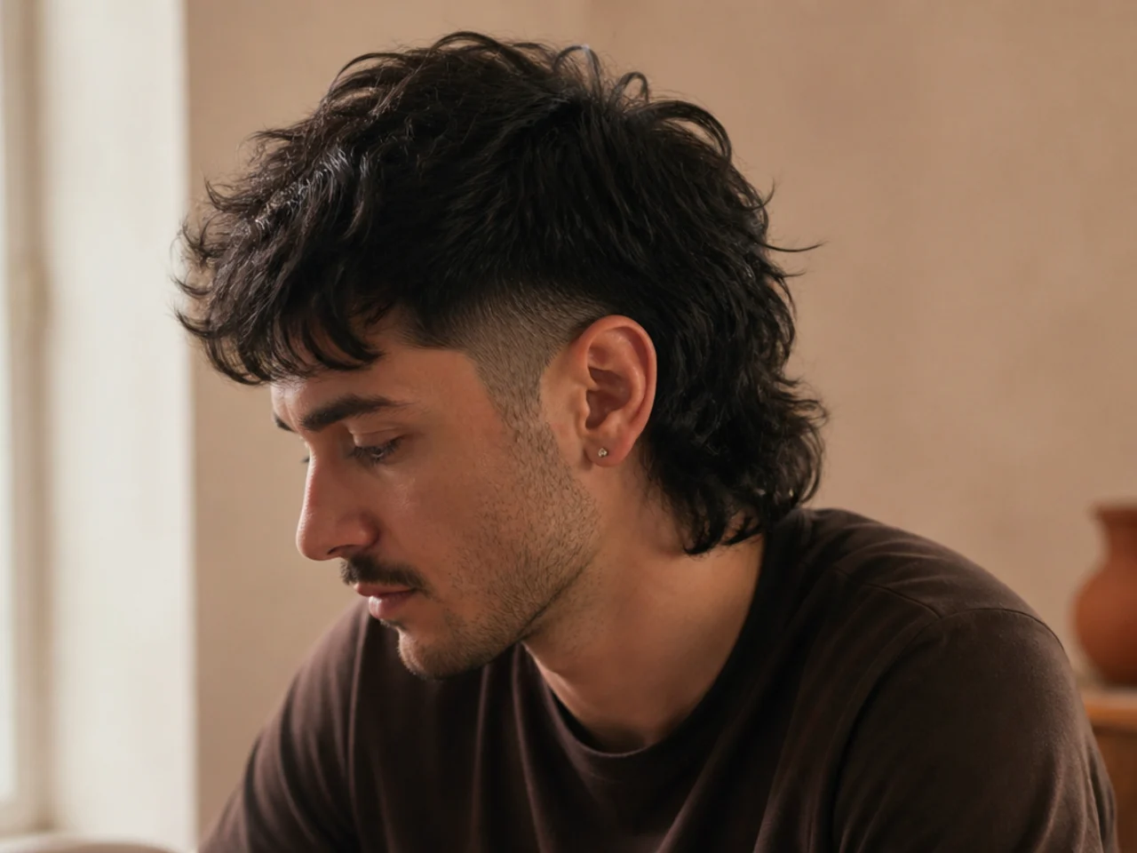 A mullet fade grown out past six weeks