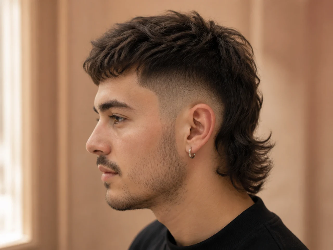A mullet with a fully blended fade into the length