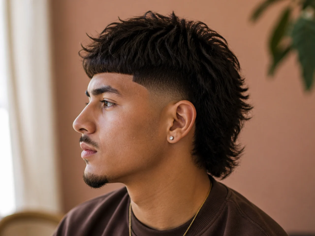 A disconnected mullet fade with a hard edge
