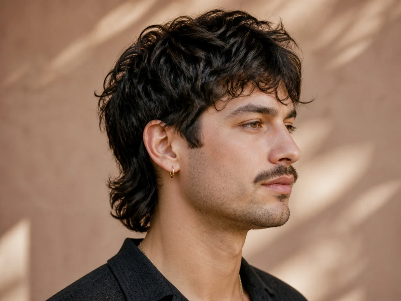 A short modern mullet with a nape length back