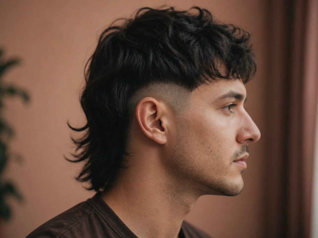 A mullet with an uneven fade line at the side