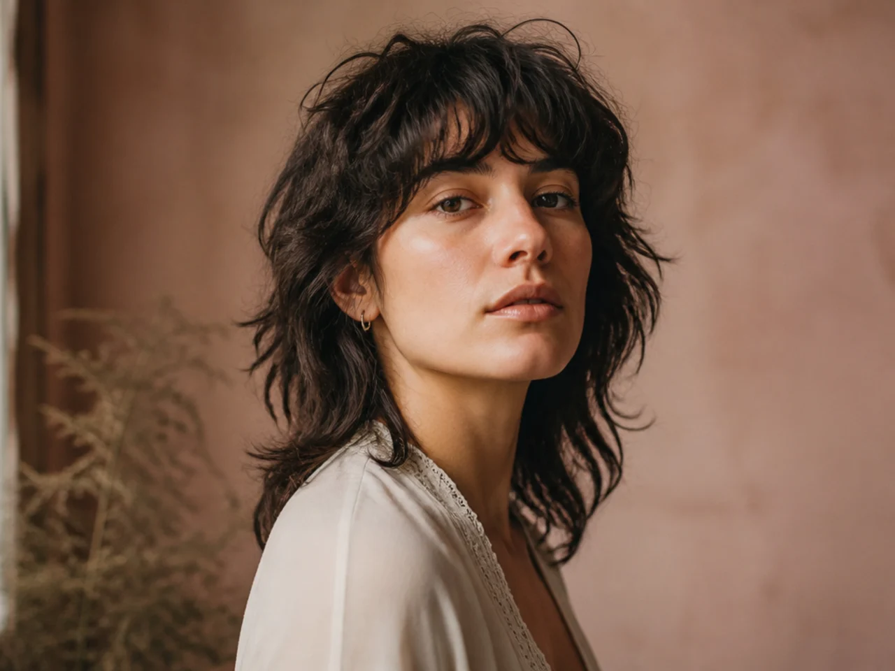 An air dried mullet shag with natural texture