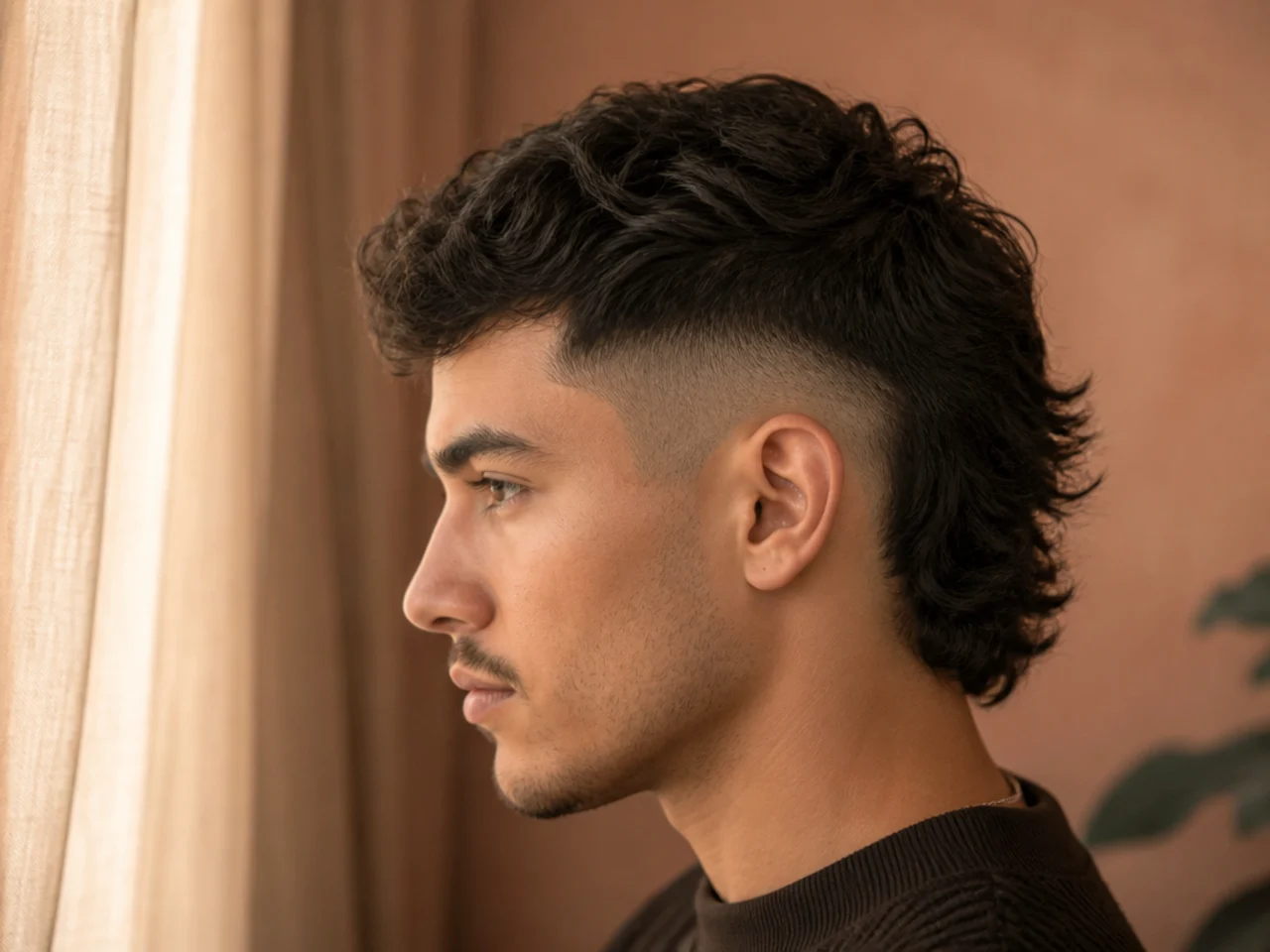 A short mullet with a high fade above the parietal ridge