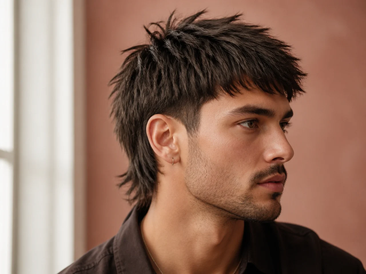 A short mullet with a point cut textured top