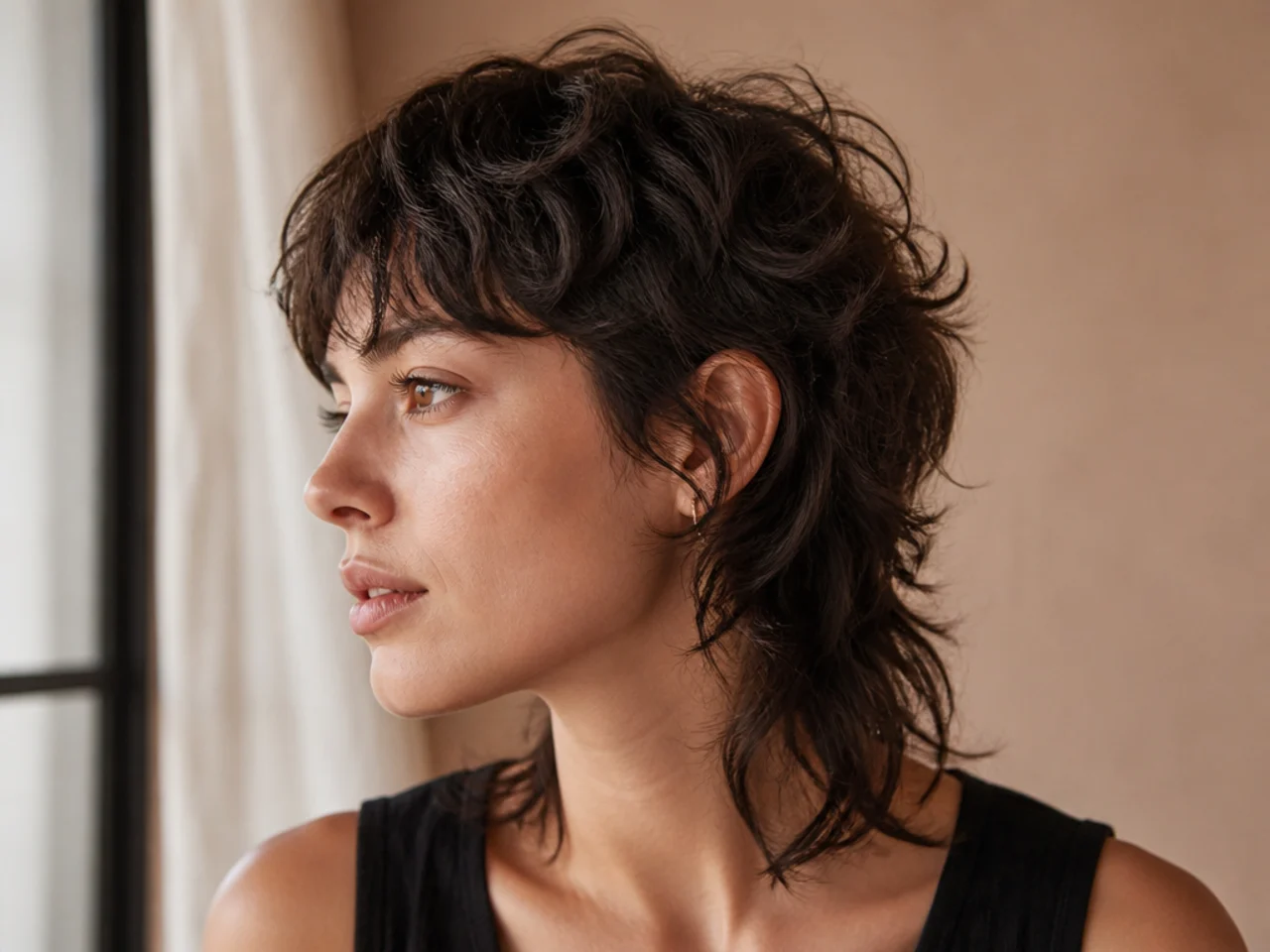 A wavy short mullet with shallow layering