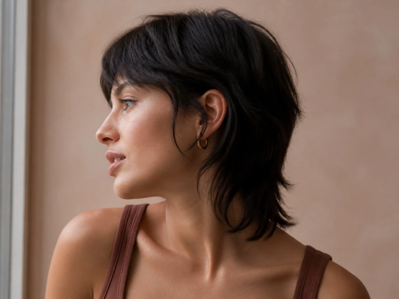 A short mullet on fine hair with weight kept in the lengths