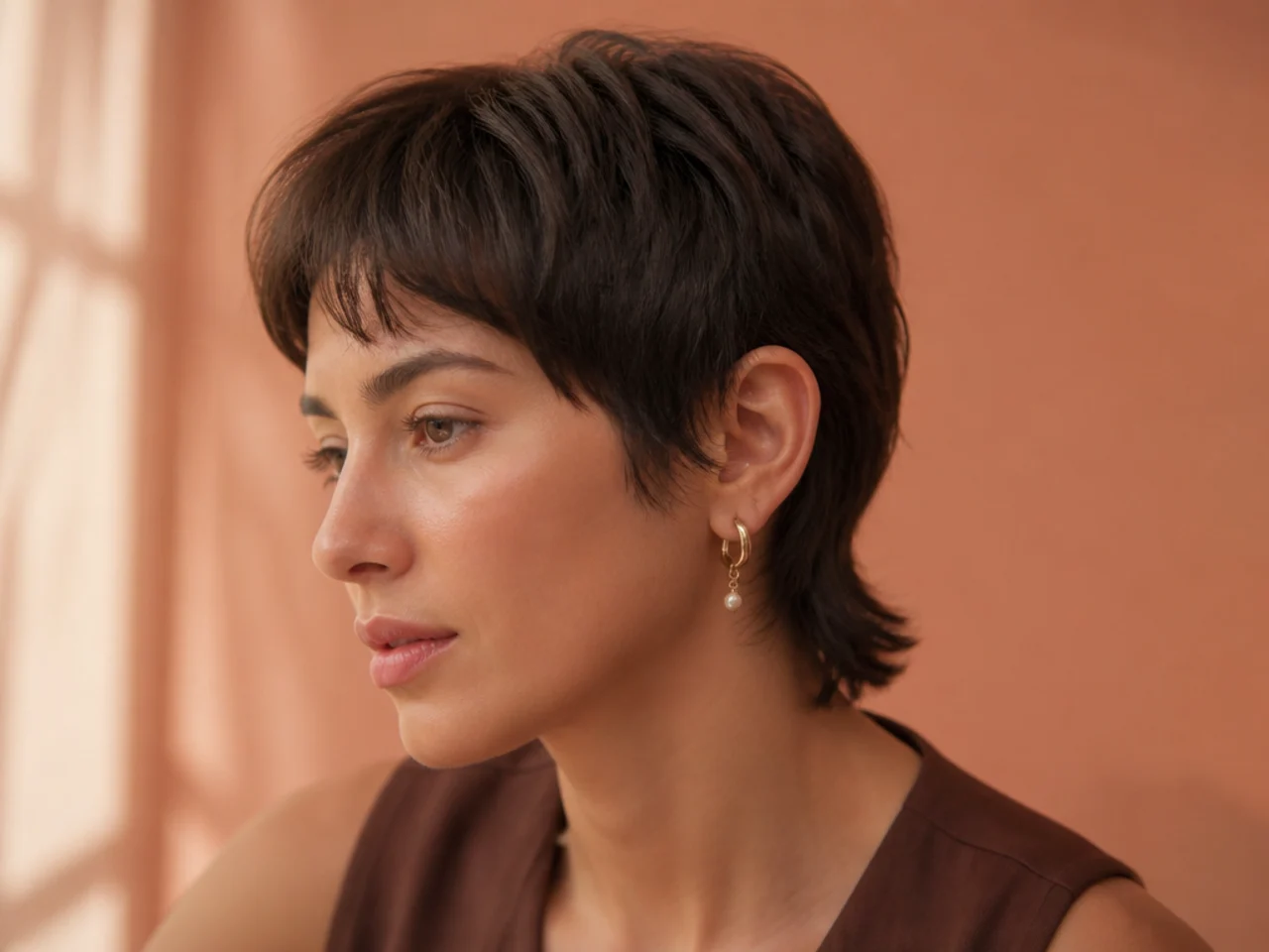 A micro mullet with only a short tail at the back