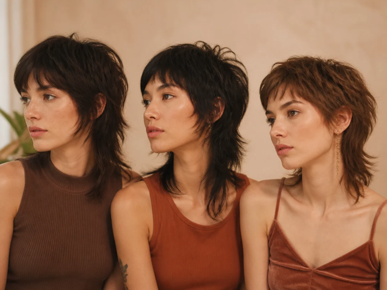 Three short mullet variations compared side by side