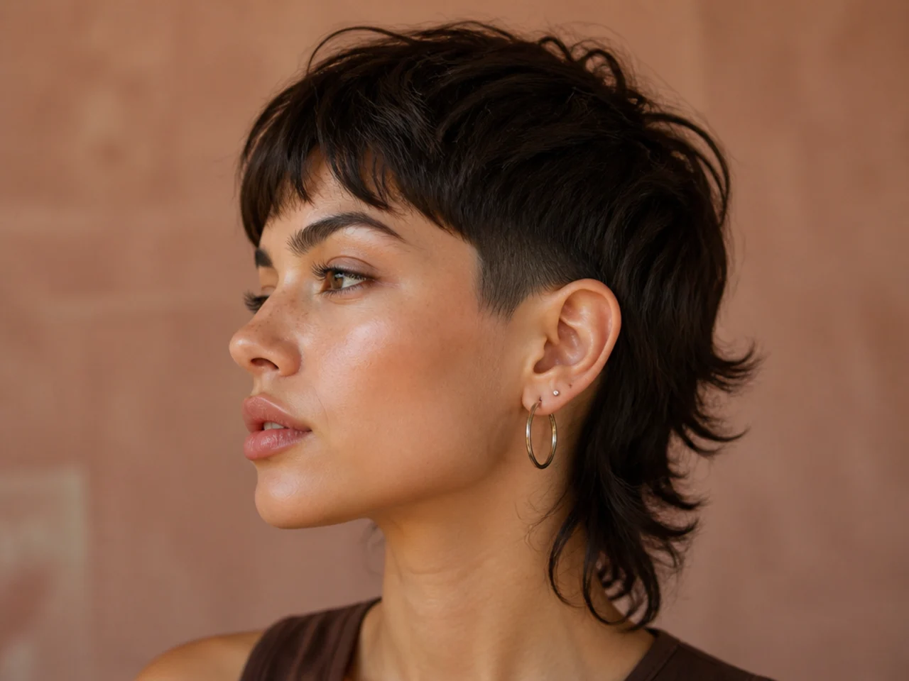 A short mullet with the contrast cut out of it