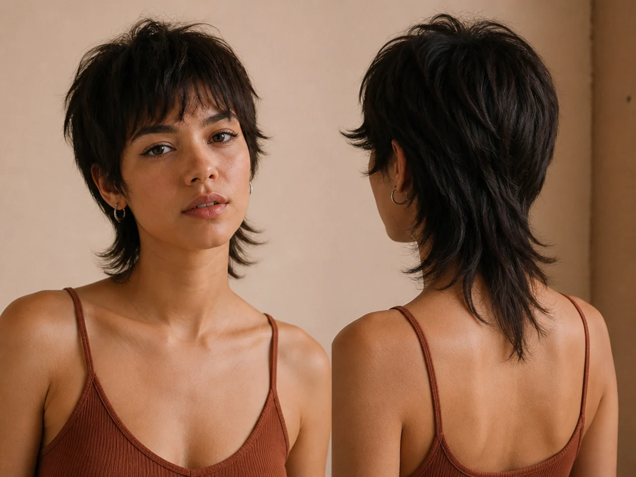 Front and back lengths compared on a short mullet