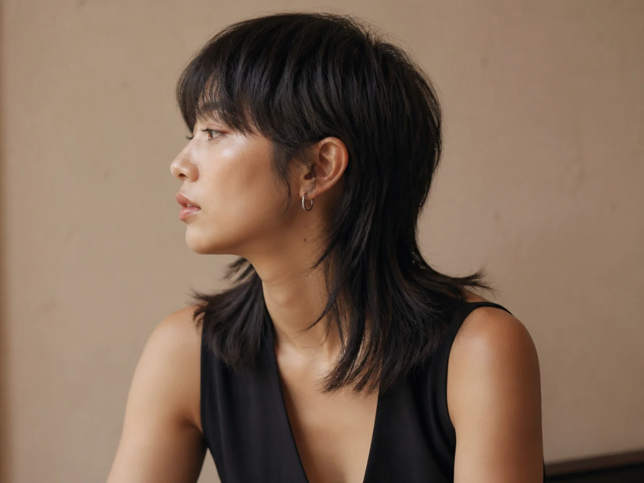 A mullet on thick straight hair