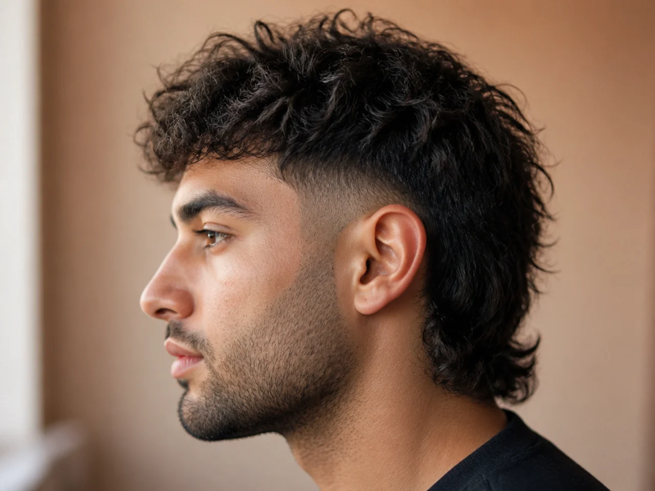 A fully blended mullet taper fade