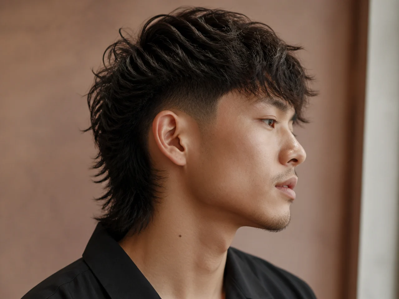 A mullet taper fade with layered top length