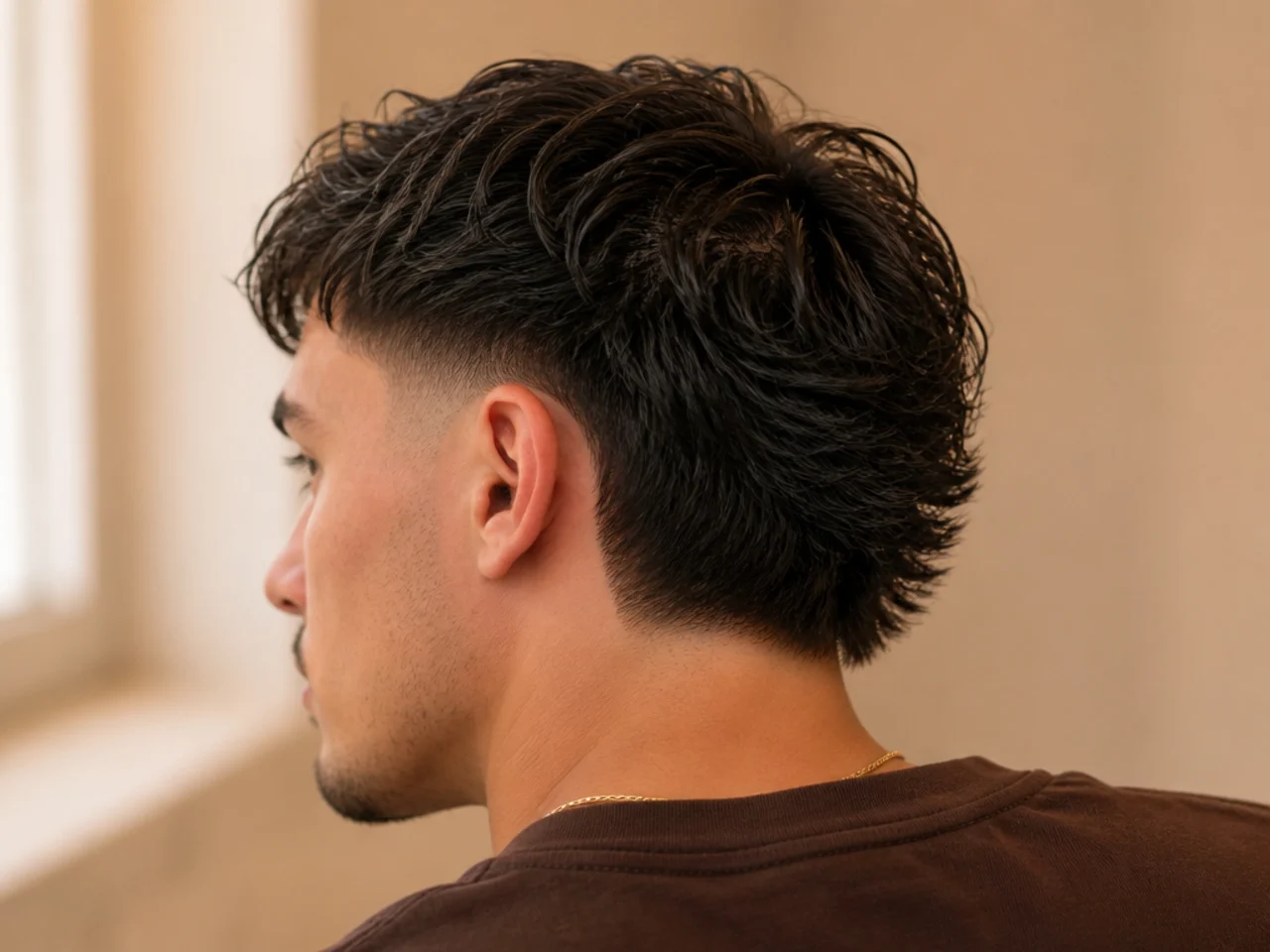 A mullet taper taken to skin at the bottom edge