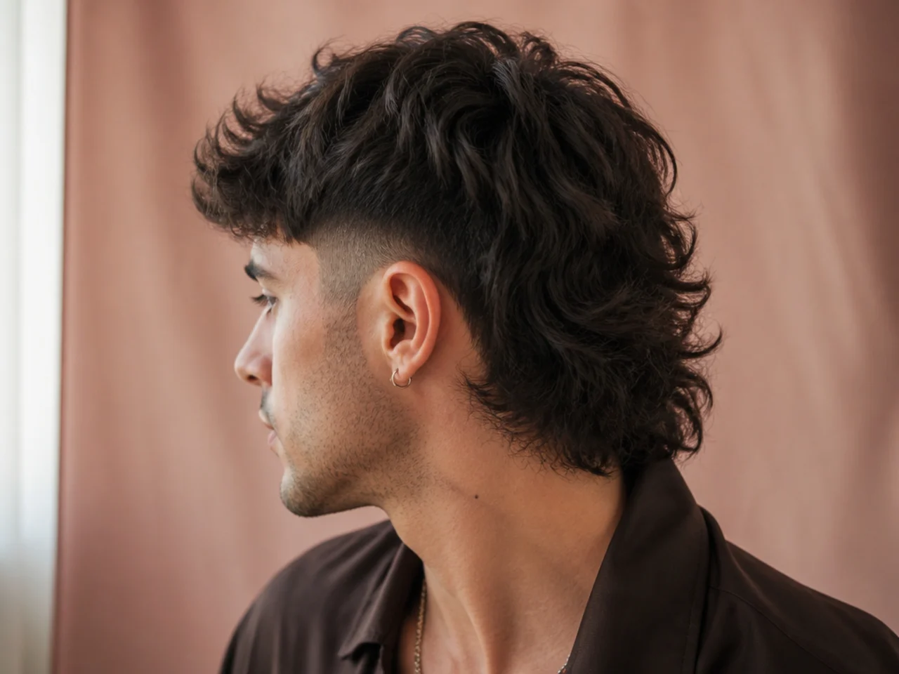 An uneven taper gradient on a thick haired mullet