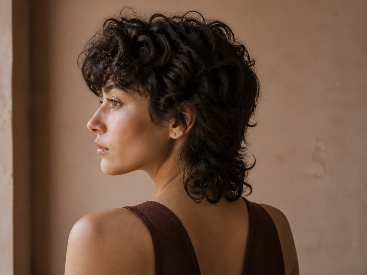 A curly mullet tail sitting shorter than its wet length