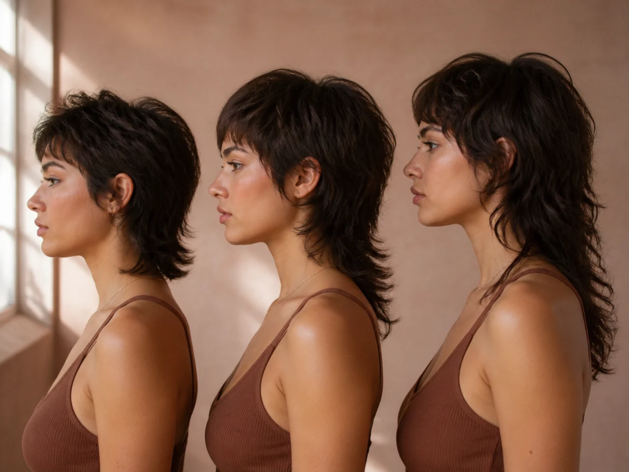 Three taper heights compared on the same mullet shape