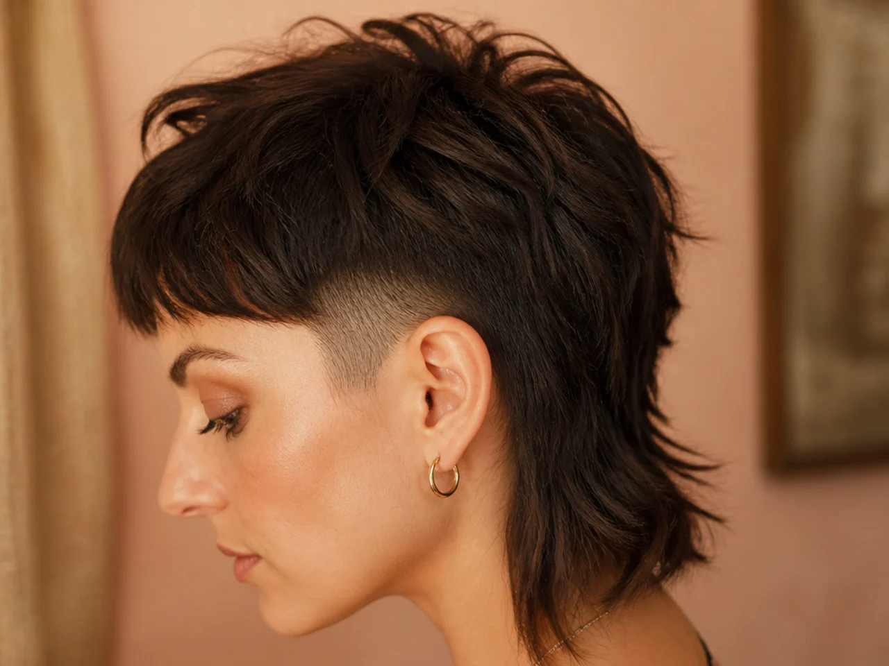 Close view of a soft taper gradient above the ear on a mullet