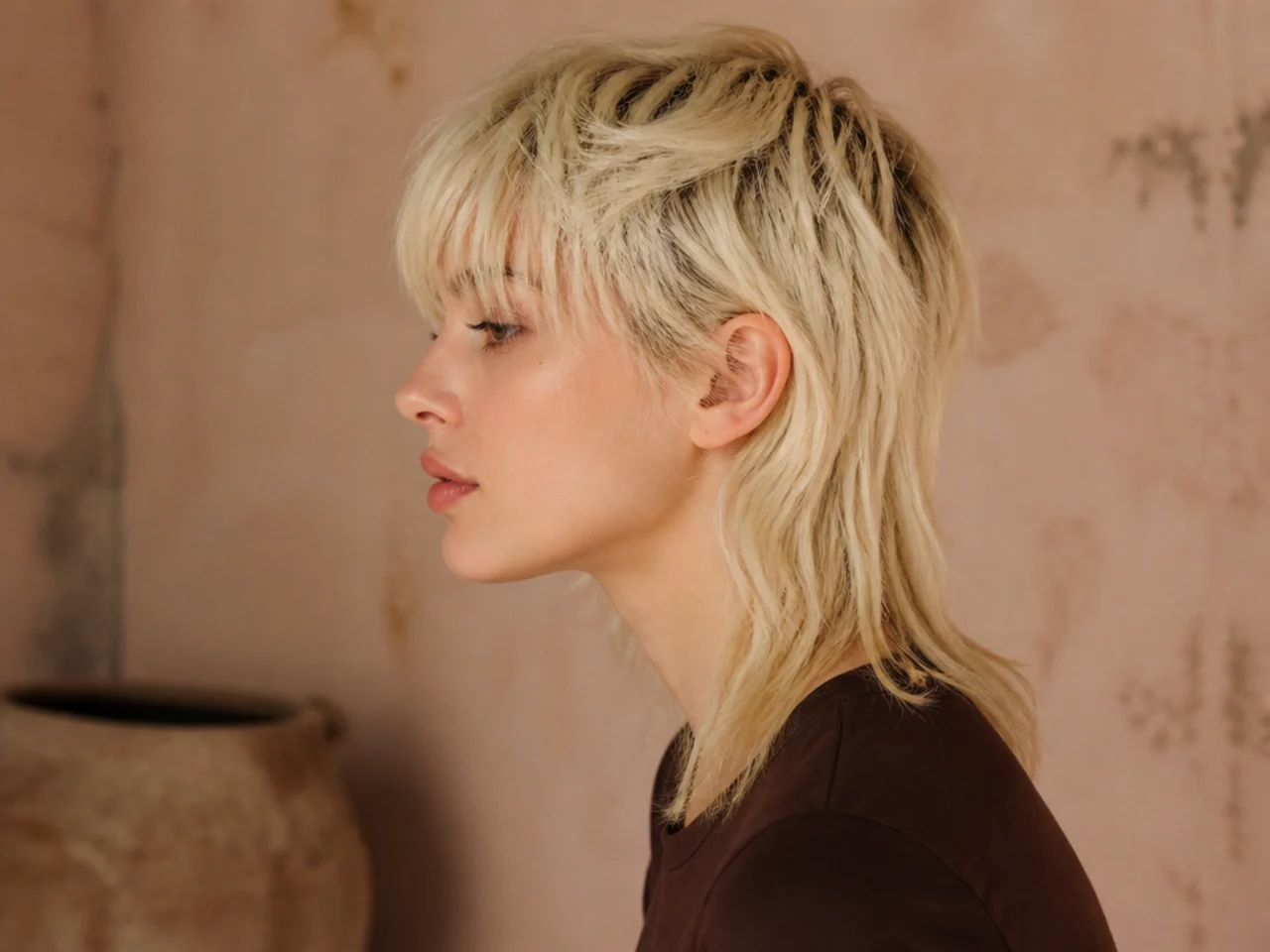 A bleached blonde mullet