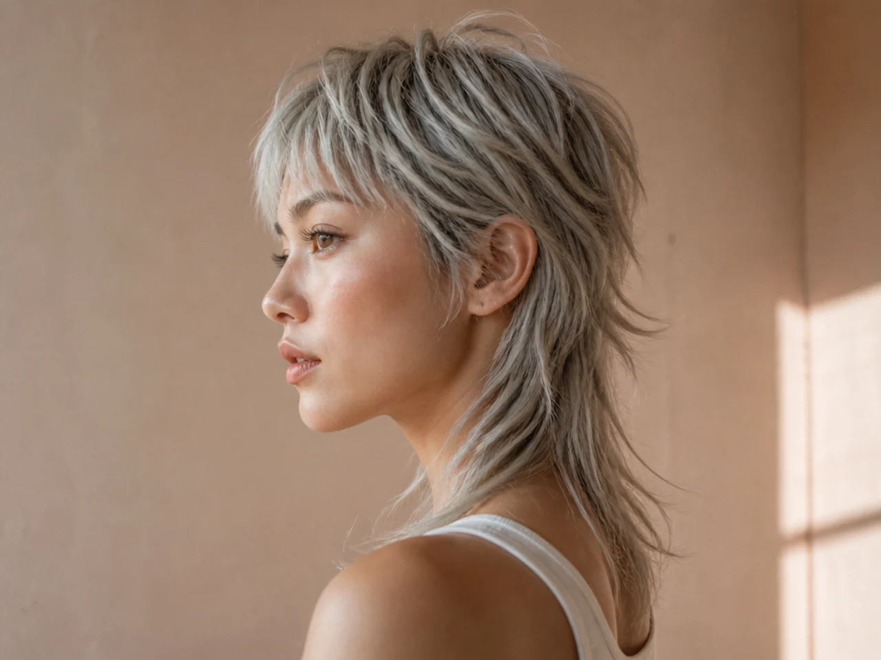A silver toned mullet