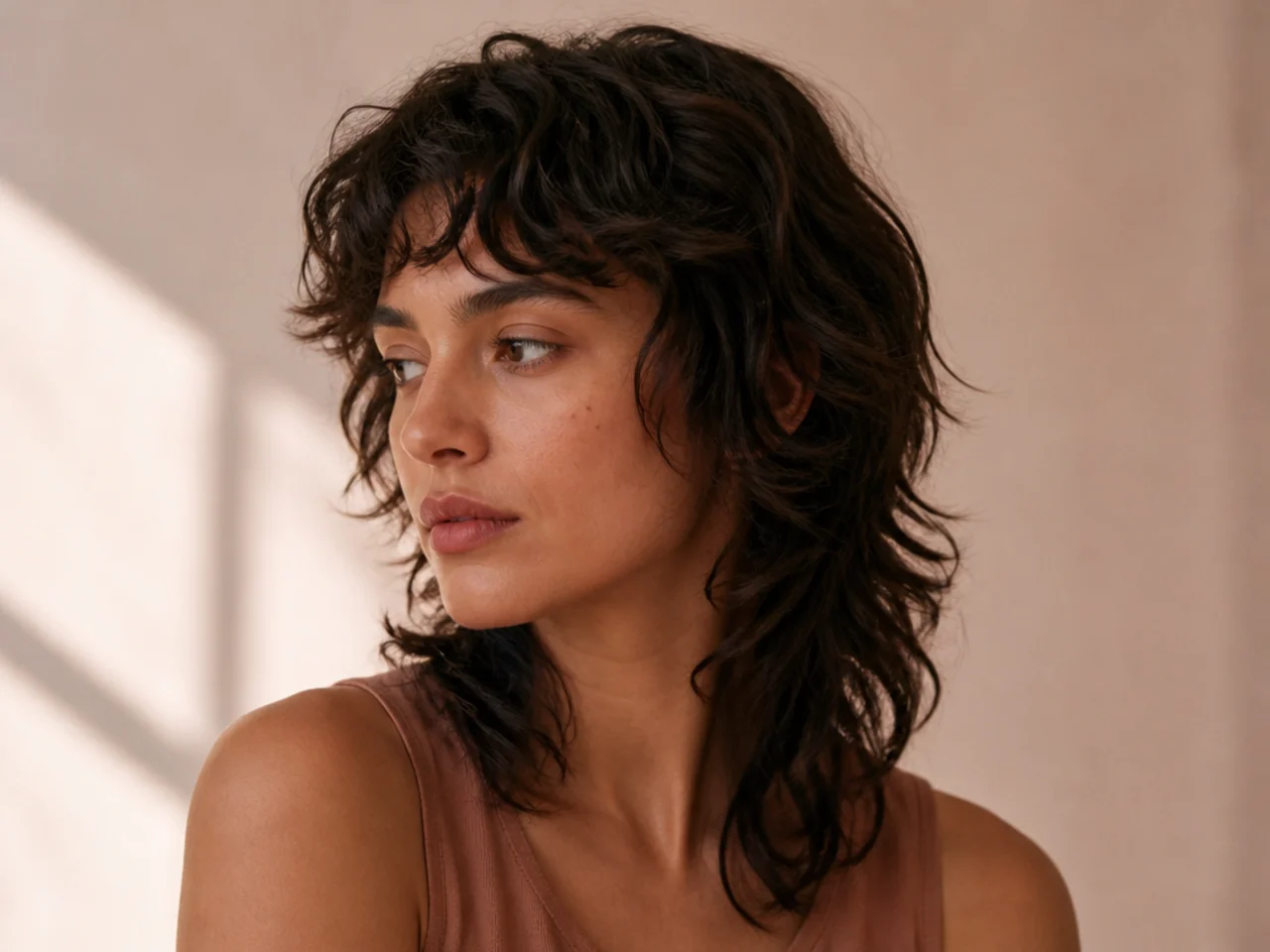 A wavy mullet with natural separation through the layers