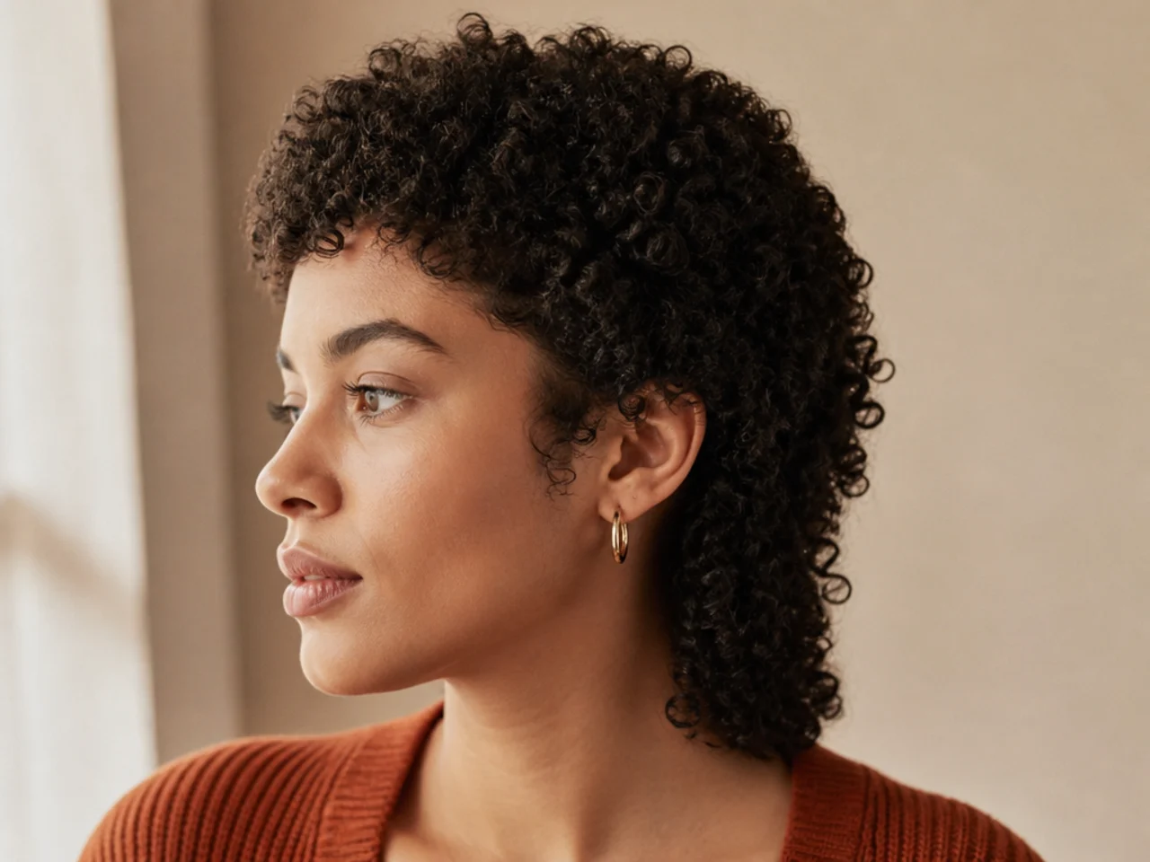 A coily mullet shaped for dry shrunken length