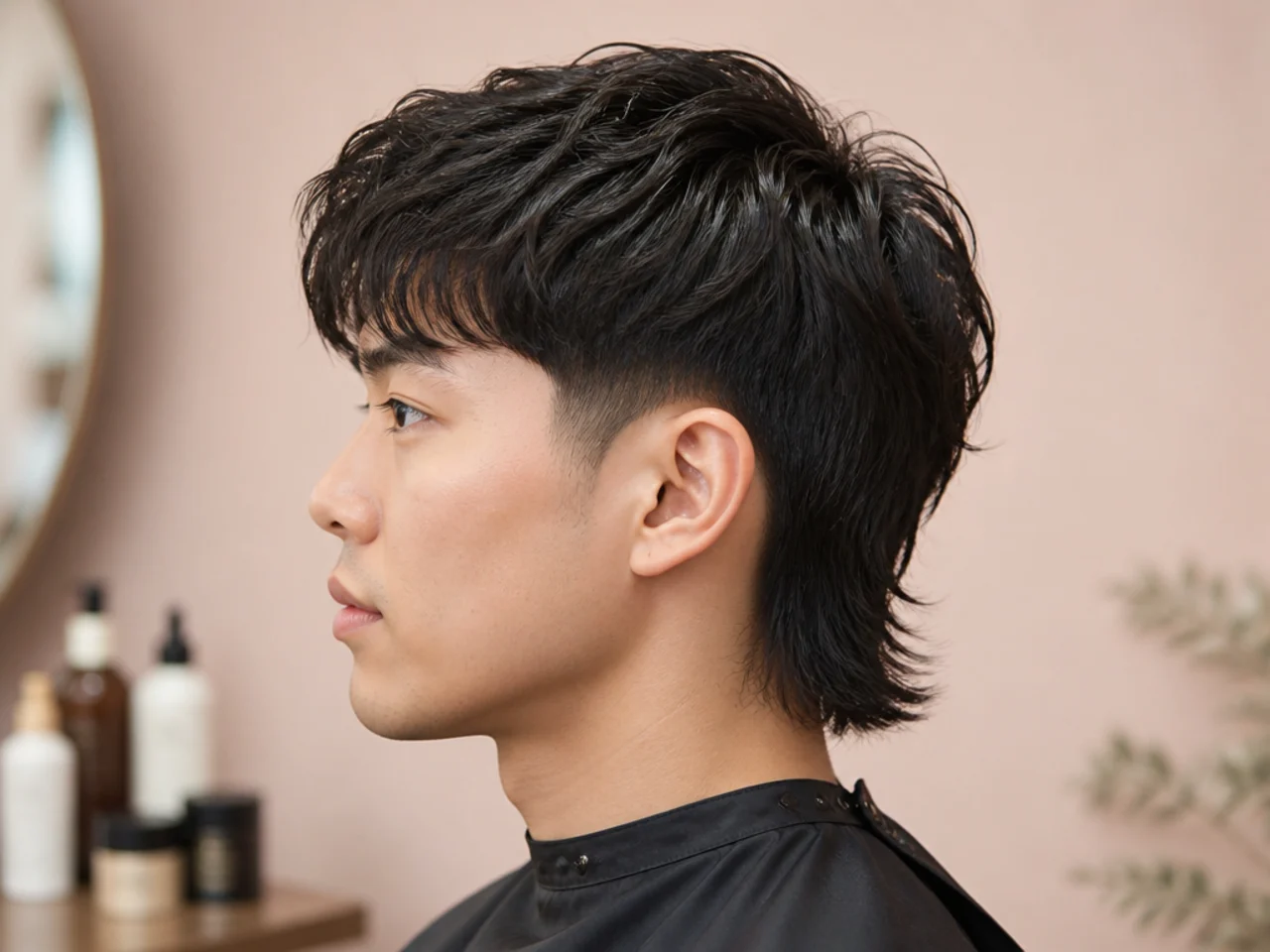 Low taper two block mullet with a soft taper at the perimeter, hidden block underneath, and a subtle short mullet at the nape